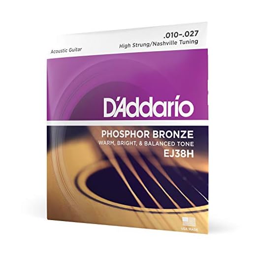 D'Addario Cuerdas Guitarra Acustica | Cuerdas de Guitarra | Cuerdas de Guitarra Acustica | EJ38H, cuerdas de bronce fosforado para guitarra acústica, afinación High Strung/Nashville, 10-27