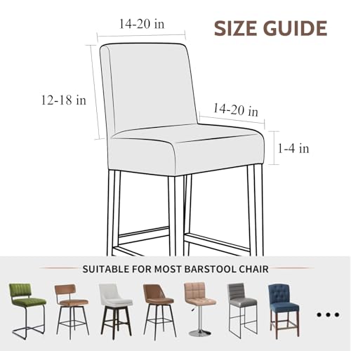 Image of FUANGUI Bar Stool Covers Set of 4, Stretch Bar Stool Seat Covers | Washable Removable Bar Chair Covers with Backs Slipcovers, Bar Chair Covers Square for Kitchen Dining Room Cafe