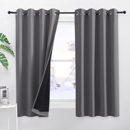 PONY DANCE Grau Vorhang Blickdicht Ösenschal 2er Set H 160 x B 140 cm...