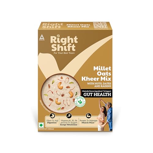 Image of Right Shift Millet Oats Kheer Mix, 240g | With Dry Fruits and Seeds | Goodness of protein and fibre | No Refined Sugar | No Preservatives | Clinically Proven Ingredients for Gut Health