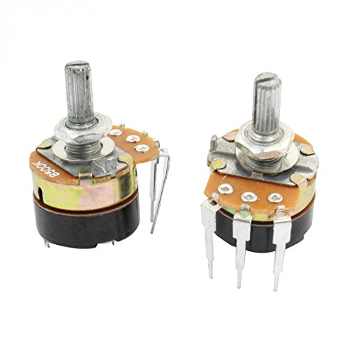 Aexit 2Pcs 500K Variable Resistors Ohm 6mm Knurled Shaft Rotary Switch Potentiometers Carbon Potentiometers