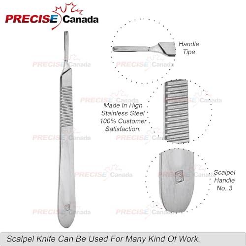 1 Stainless Steel Scalpel Knife Handle #3 With 20 Sterile Scalpel Blades #11 & #12 (Pc Brand)