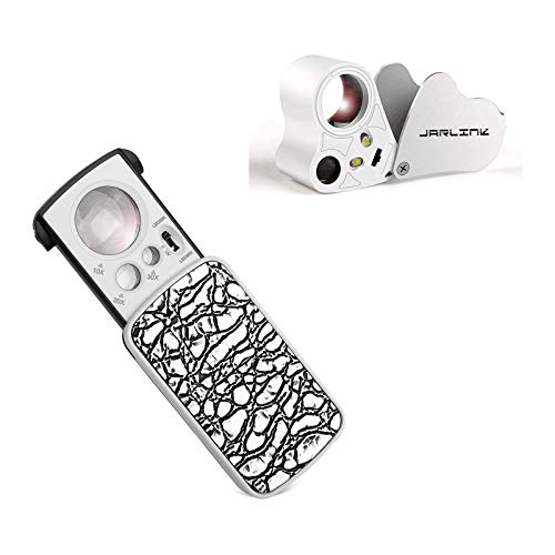 JARLINK Jewelers Loupe Magnifier Bundle with LED Slide-Out Jewelers Loupe with UV Black Light for Gems, Jewelry, Coins, Stamps, etc