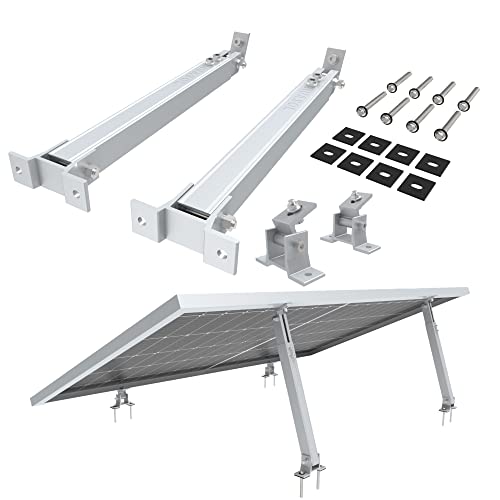 NuaSol Aufständerung Solarmodul Halterung Balkonkraftwerk Flachdach | Verstellbar 15°-30° | Solarpanel Photovoltaik Universal Wand Flachdachmontage, PV Module | Einfache Befestigung | Silber