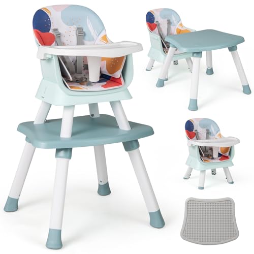 Chaise haute pour enfant FANTASK 6 en 1 évolutive avec ceinture de sécurité