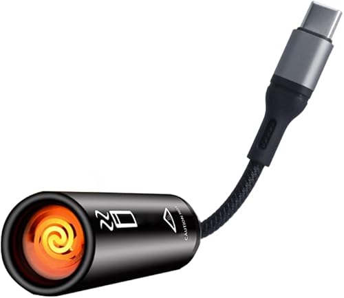 Encendedor de cable USB tipo C para teléfonos celulares y tabletas, resistente al viento, encendedor de plasma sin llama con interruptor de
