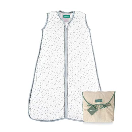 molis&co. Gigoteuse pour bébé. 1.0 TOG. Idéal pour l'automne. 18 à 36 Mois. Très Douce et chaud. Imprimé feuille grise unisexe. Mousseline Premium.