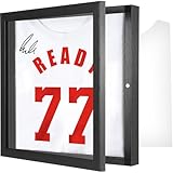 1 Pack T Shirt Display Frame, 13' x 13' Black Imitation Wood T Shirt Frame with 98% UV Protection Acrylic, 1' Depth of Usable Space Shadow Box, Display Case for Shirts, Jerseys, Memorabilia