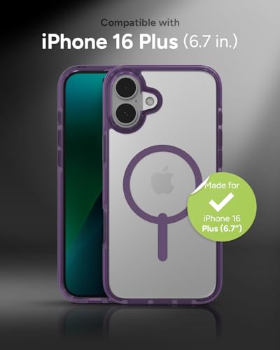 Image of ZAGG Santa Cruz Snap with Kickstand Case for iPhone 16 Plus - MagSafe Compatible, 13ft Military-Grade Drop Protection, Reinforced with Graphene, Slim Clear Case with Color Accents, Hyacinth Purple