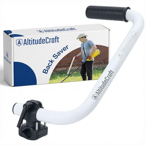 AltitudeCraft Patented Weed Eater Handle Extension Ergonomic Back Saver String Trimmer Handle Grip Aircraft-Grade Aluminum Universal Fit Round & Square Shaft Tall Person Friendly for Lawn Care