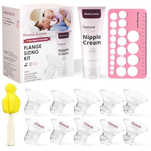 Image of Nursi Luna Flange Sizing Kit 3-in-1 with 13/15/17/19/21mm for 24mm Electric Breast Pump Flanges/Shields, 10PCS Soft Silicone Flange Inserts for More Comfortable Pumping, BPA-Free, Essential for Moms