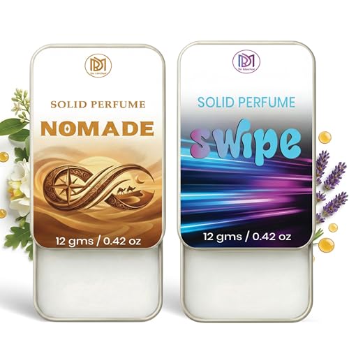 Image of Dr.Mashur Solid Perfume |Nomade&Swipe Alcohol Free Wax Perfume Balm, Long Lasting | Pocket Tin 12g, Pack Of 2| Non Greasy Smooth Glide, Travel Friendly Men And Women