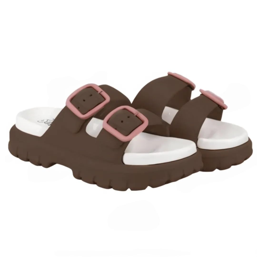 Slipper for Women Open Toe Double Buckle Slides for Womens | Summer Anti-Slip EVA Sandals | Girls Boys Stylish Flip Flop Flats-image-41