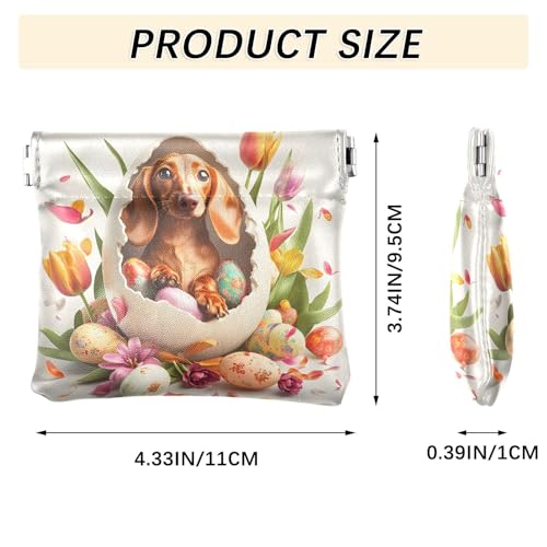 Coin Purse for Women Easter Dachshund Egg Coin Pouch Change Holder PU Leather Mini Wallet Portable Coin Bag Money Pocket3