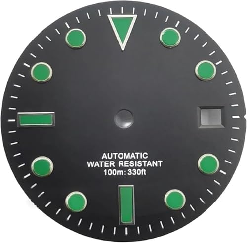 X PSBLTY 28.5mm Watch Dial Round Numberless Dial Replacement Watch Face Compatible with NH35/NH36/7S26/8215/ETA 2824 2836 Movement(Green NH35)