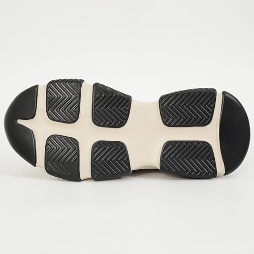 Niluber Women's Chunky Platform Sneakers-Slip On Breathable Running Shoes-Lightweight Glitter Rhinestone White Black Walking Shoes4