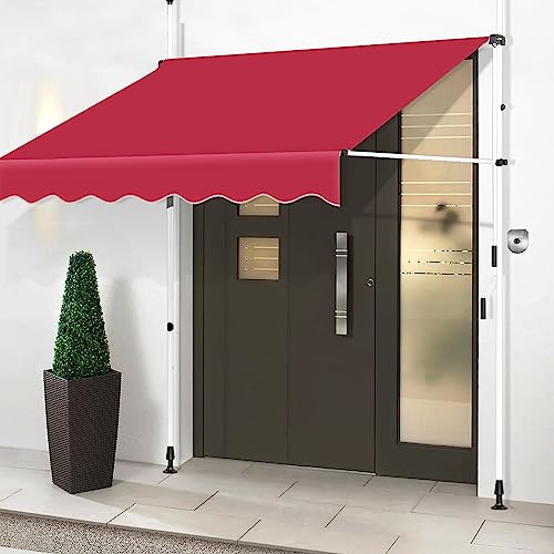 Toldo ajustable para patio al aire libre con manivela, toldo de jardín independiente para balcón y puerta, resistente a los rayos UV, fácil instalación
