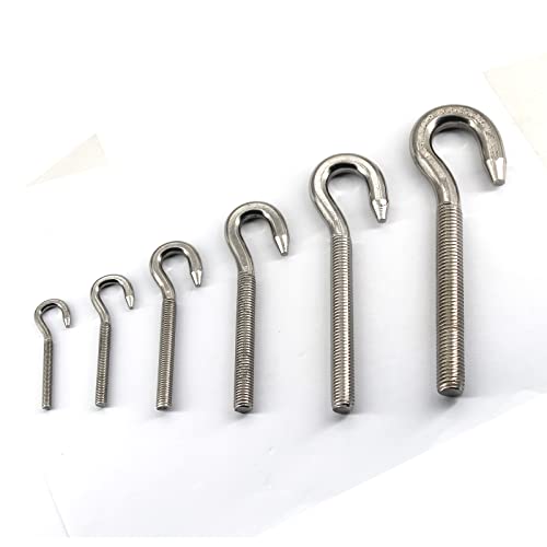 Image of 2Pcs Stainless Steel M14 Eye Bolt Long Shank Threaded Rod Round Hook Eyelet Bolt Screw