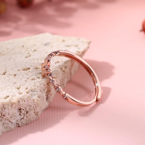 Sterling Silver Butterfly Rings for Women Adjustable Promise Rings for Women,Cubic Zirconia Twist Dainty Ring Minimalist Open Finger Rings Rose Gold3