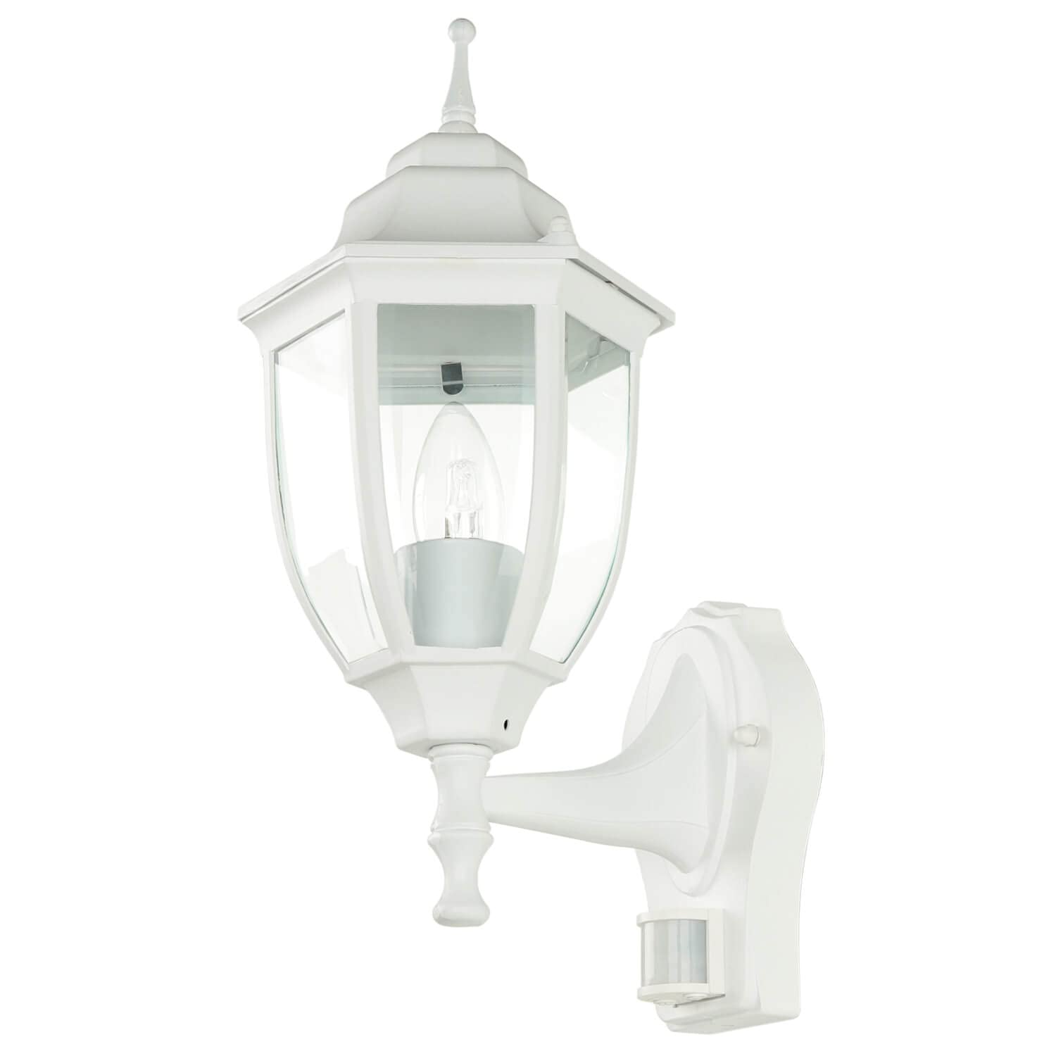 Easylight Lanterna da esterno Lyon con sensore di movimento stile rustico classico in bianco E27 H: 42 cm ideale per terrazzo, giardino, cortile e vialetto