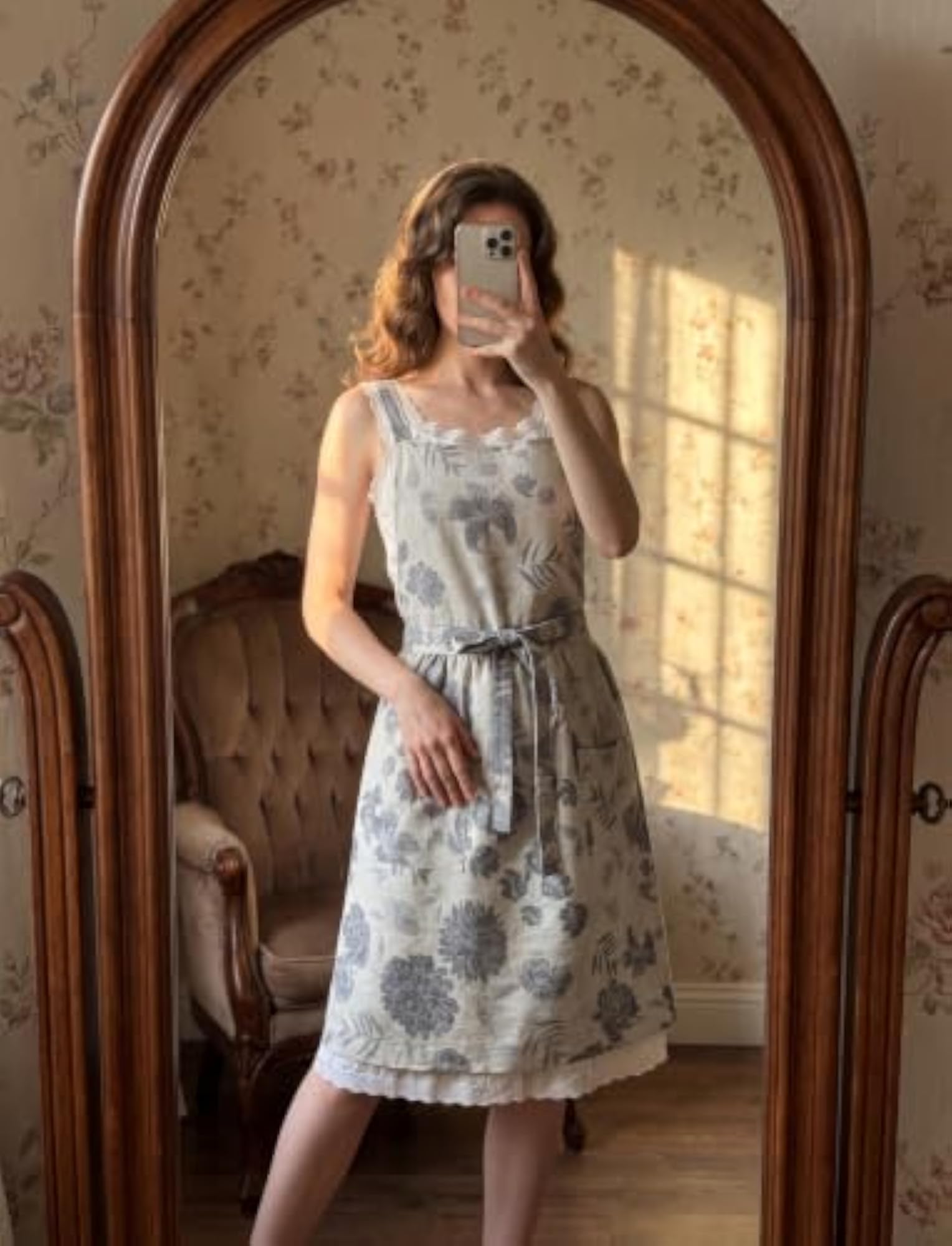 Vintage Reversible Aprons for Women with Pockets