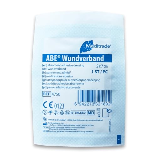 100 Stück Wundpflaster steril 7x5 - steriler Wundverband Pflaster sensitiv - Wundauflage nicht haftend 4x3 cm - Saugstark & Hautfreundlich - Akute Wundversorgung und postoperatives Pflaster