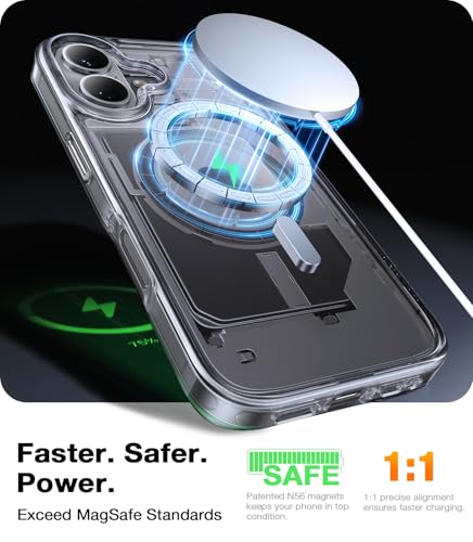 Image of TORRAS Stronger Magnetic Shockproof for iPhone 16 Case, Fit for MagSafe, Never Yellow, 4X Military Grade Drop Protection, Protective Hard Back Plastic Slim Phone Case for iPhone 16 6.1 inch, Clear