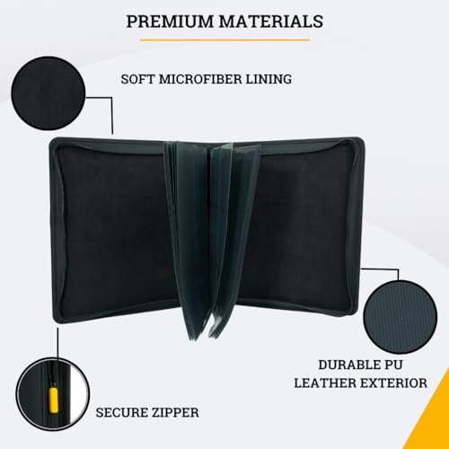 Image of Card Guardian - Toploader 9 Pocket Premium Binder with Zipper for 360 Cards - Side Loaded Pockets - Compatible with Sports and Trading Cards TCG (Black)