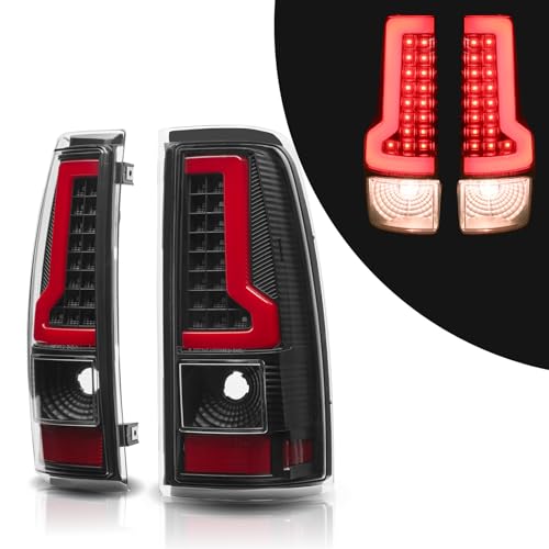 Image of LED Tail Lights Assembly Compatible with 1999 2000 2001 2002 2003 2004 2005 2006 Chevy Silverado 1500 2500 3500 Rear Light Brake Lamps Driver & Passenger Side, Black Housing Clear Lens