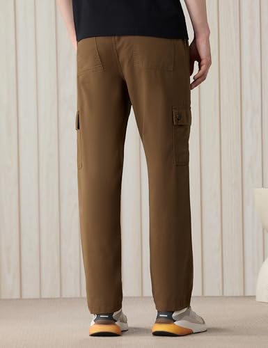 Image of Amazon Brand - Symbol Men Relaxed Fit Cargo Trouser (Semi Elasticated Waistband | 100% Cotton | Pants)