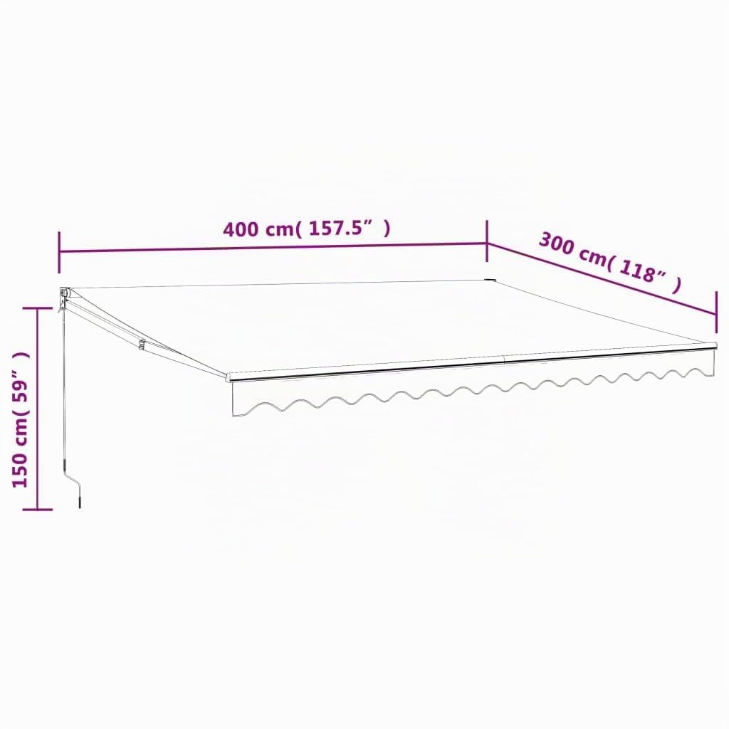 Ce Store banne rétractable 4x3m, motorisé/Manuel, Offre Un abri Solaire extérieur idéal pour Balcon et terrasse. Fabriqué en Tissu Gris et Aluminium résistant aux intempéries, il est Facile