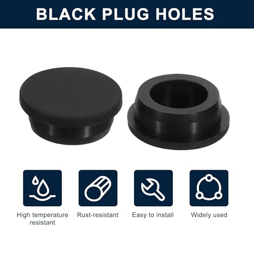 Image of uxcell 2 Pcs Black Plug Holes, Waterproof Rubber Button Plug for 31mm / 1.22 inch Hole