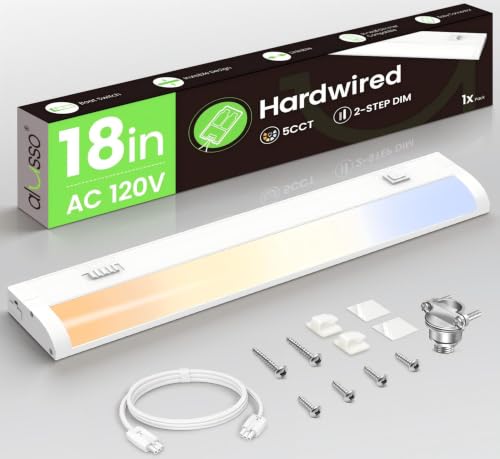 Image of ALUSSO Hardwired 120V Under Cabinet Lighting 18 Inch Counter Kitchen Closet