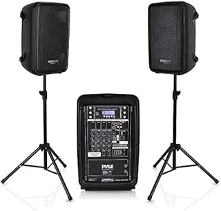 PA Speaker DJ Mixer Bundle - 300 W Portable Wireless Bluetooth Sound System w/ USB SD XLR 1/4