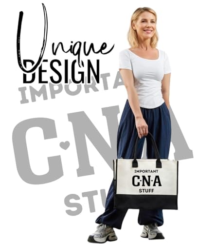 Image of InnoBeta CNA Week Gifts Canvas Tote Bag for Women, Females for Work, CNA Appreciation Accessories Gifts