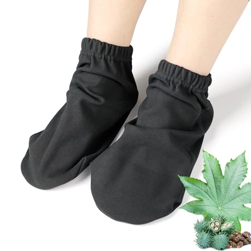 Castor Oil Pack Wrap Organic Cotton for Women Castor Oil Socks for Feet Arthritis Sleep Socks Black(Oil are Not Include)