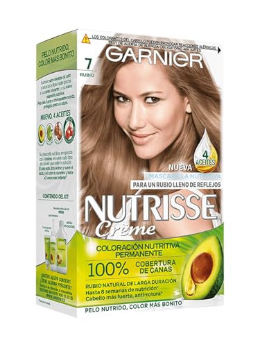 Garnier Nutrisse - Pack x3 Ultra Crème Sin Siliconas Coloración Permanente Nutritiva 7.0 RUBIO