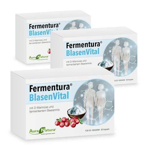 Fermentura BlasenVital mit D-Mannose Cranberry-Extrakt & fermentiertem Beerenmix | Natürliche Unterstützung bei Blasen- & Harnwegsproblemen | 180 Kapseln 3er-Pack | Vegan