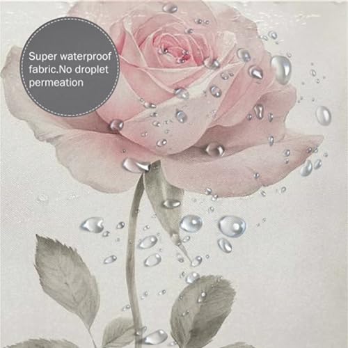 Rideau de douche 90x200 cm rose anti moisissure avec ourlet lesté lavable