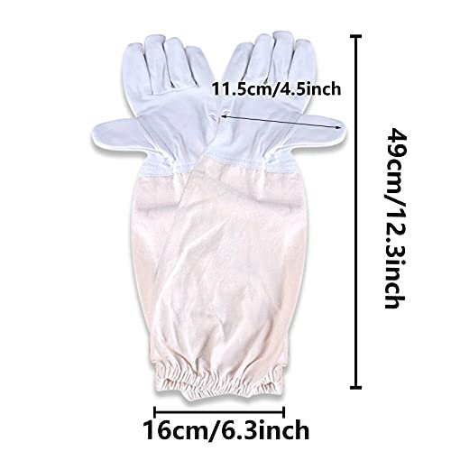 Bienenzucht Handschuhe Imkerhandschuhe Ziegenleder Schutzhandschuhe Lange Ärmel mit Belüftetem Kordelzug Dauerhaft Sanft… – Bild 5