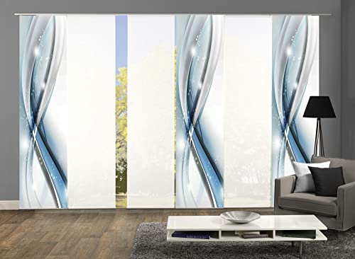 wohnfuehlidee 6er-Set Flächenvorhänge MALALAI Blickdicht/halbtransparent, Höhe 245 cm, Aqua Cover