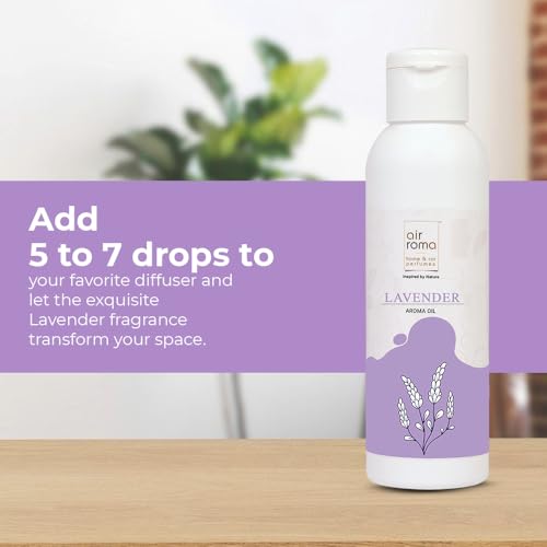 Image of AIR-ROMA Lavender Scented Aroma Diffuser Oil, Pure, Natural and Undiluted 100ml | Strong & Long-Lasting Aroma - Fragrance Oil for Home, Office, Candles
