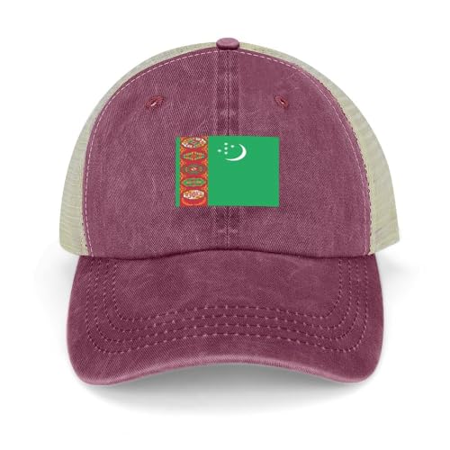Yelolyio Casquette d'extérieur en maille pour hommes casquette de baseball turkménistan drapeau national casquettes de coton turkménistan casquettes de baseball chapeaux de pêche casquettes de sports