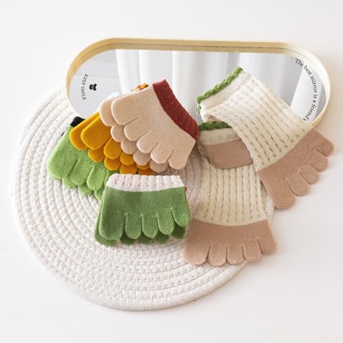 Women Toe Socks Cotton Five Finger Sport Running Socks Low Cut Ankle Socks for Girls Women, 5 Pairs, 4-94