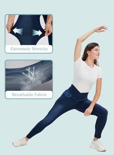 Women's High Waisted Jeggings Tummy Control Stretch Denim Pants, Soft Comfortable Fit, Skinny Leg Retro Casual Style3