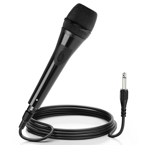 HWWR Dynamic Wired Microphone, 6.35mm Cardioid Karaoke Mic for Professional Setting, Handheld Vocal Microphone for Karaoke Machine, PA System, Stage, Speech, Party Events