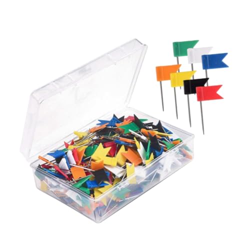 Toyvian 100pcs Colorful Map Flag Push Pins Tacks Steel Tacks with Plastic Flags Head for Travel Map Cork Board Bulletin (Random Color) image 6