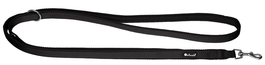 Petlando Hundeleine 2m Mesh, weich gepolstert, atmungsaktiv, leicht & robust, Führleine 3 Fach verstellbar mit Karabiner, Freihandleine, Umhängeleine, Leine für kleine Hunde, Schwarz 230x1,5cm