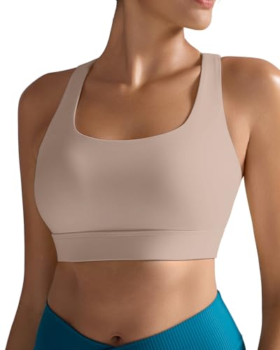 Image of RUNNING GIRL High Impact Sports Bras for Women - Scoop Neck Strappy Sports Bra High Support Moulded Cup Workout Bra