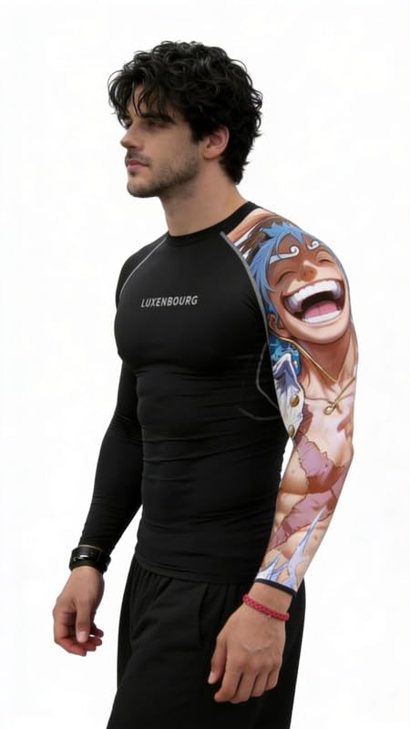 LUXENBOURG Mens Gym Compression T-Shirt Black Black And Multi 1 - Image 5